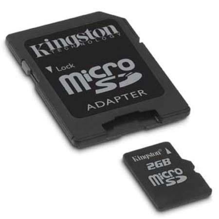 Kingston SDC2GB 2GB microSD Memory Card with SD Adaptr