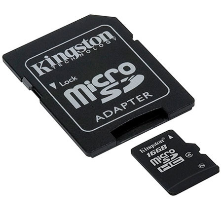 Kingston Technology Kingston 16GB Class 4 microSDHC Memory Card + SD Adapter