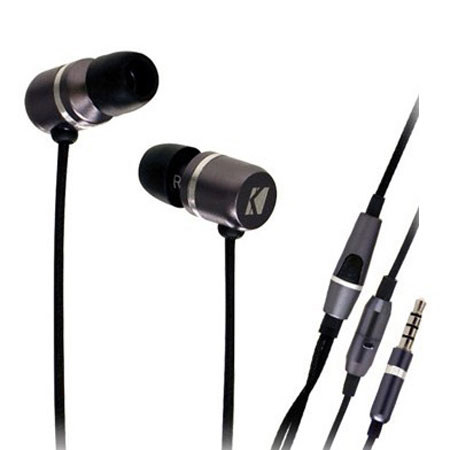 Kicker EB91M MicroFit In-Ear Stereo Headset with Mic, Gun Metal Grey