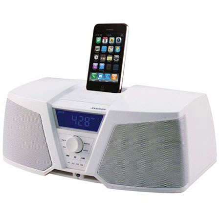 Kicker iK150 Digital LCD Alarm Clock for iPod, White
