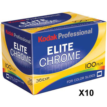 Kodak Elite Chrome EB 100 Color Slide Film ISO 100, 35mm Size, 36 Exposure, Transparency, (Pack OF 10) *USA*