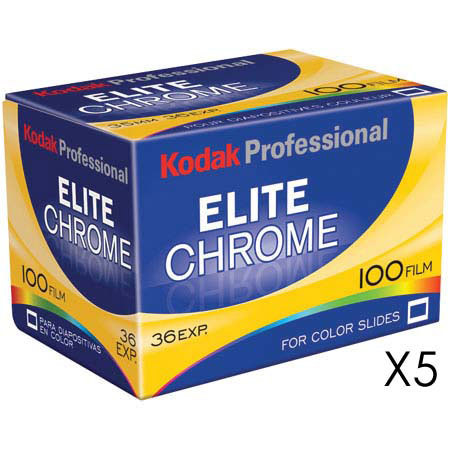 Kodak Elite Chrome EB 100 Color Slide Film ISO 100, 35mm, 36 Exposure (5-Pack)