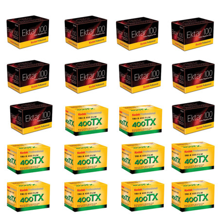 Kodak 10 x Ektar 100 Color Negative Film ISO 100, 35mm Size, 36 exp. - Bundle With 10x Kodak Tri-X Pan 400, Black & White Negative Film 35mm Size, 36 Exposure