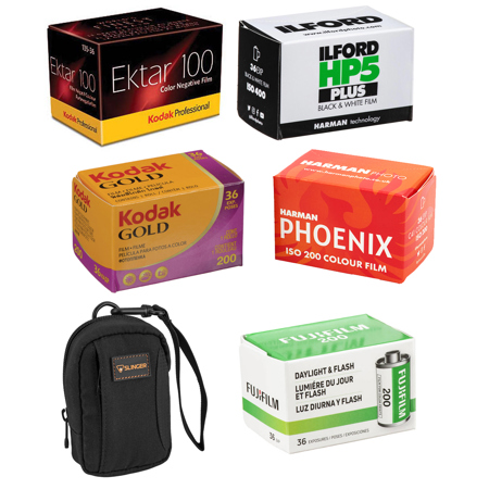 Kodak Ektar 100 35mm Color Negative Film, 36 Exposures, Bundle with HP-5 Plus 400 ISO 35mm Black and White Film, Kodacolor Gold 200 35mm Color Negative Roll Film, 200 ISO 35mm Color Negative Roll Film and Alpine 1 Camera Bag