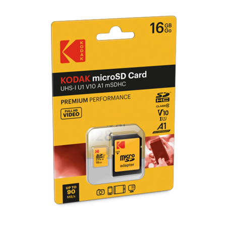 Kodak 16GB UHS-I U1 V10 microSDHC Memory Card with SD Adapter