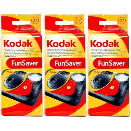 Kodak Fun Saver 35mm One-Time-Use Disposable Camera with Flash, 27 Exposures, 3-Pack