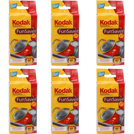 Kodak Fun Saver 35mm One-Time-Use Disposable Camera with Flash, 27 Exposures, 6-Pack