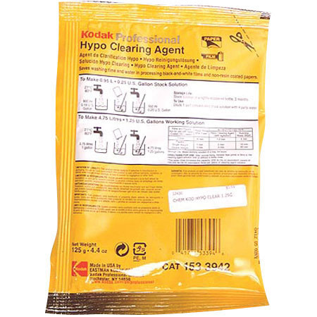 Kodak Hypo Clearing Agent, Powder to Make 1.25 Gallons.