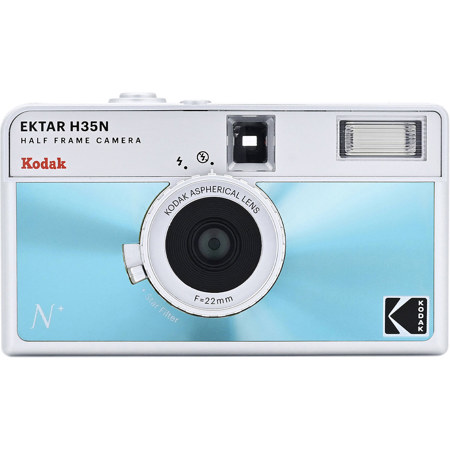 Kodak EKTAR H35N Half Frame Film Camera with Built-In Star Filter Glazed Blue