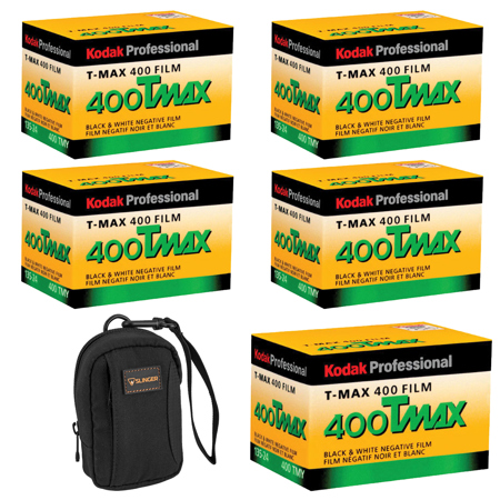 Kodak T-Max 400 TMY 35mm Black & White Negative Film, ISO 400, 24 Exposure, 5-Pack, Bundle with Alpine 1 Camera Bag