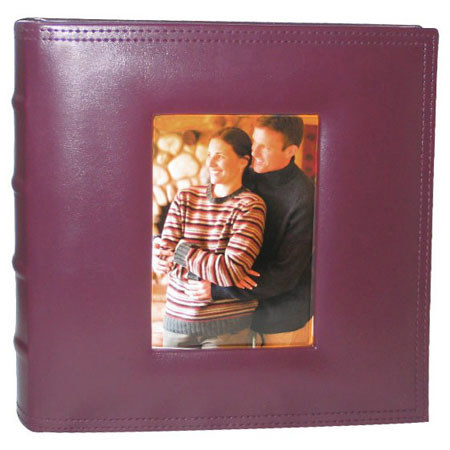 Kleer-Vu Execnu Leatherette Bookbound Album w/Window Holds 200 4x6" 2-up -Brgndy