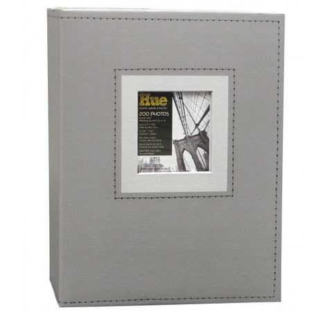 Kleer-Vu Photo / Hue Collection Embossed Paper Album, With Front Cover Frame, Holds 200 4x6" Photos, 2 Per Page. Color: Gray.