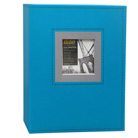 Kleer-Vu Photo / Hue Collection Embossed Paper Album, With Front Cover Frame, Holds 200 4x6" Photos, 2 Per Page. Color: Blue / Gray.