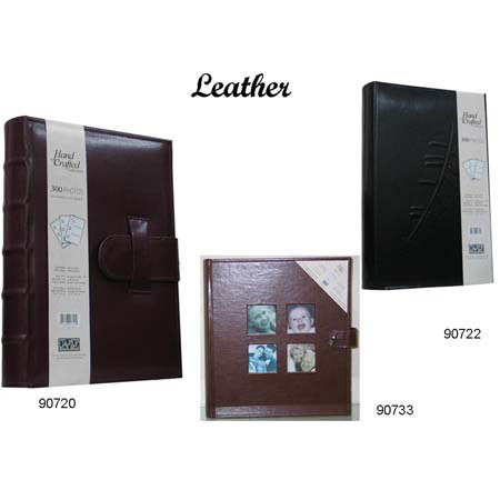 Kleer-Vu Photo/Memo Album, Leather Leaf,Black,300-4x6