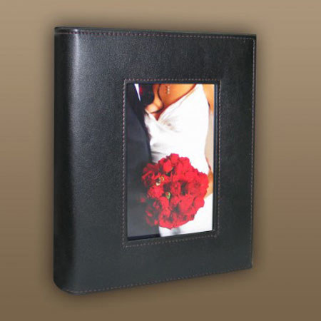 Kleer-Vu Hand Crafted Leatherette Weldbound Album with Cover Window, Holds 200 4x6" 2-Up Photos, Color: Black.