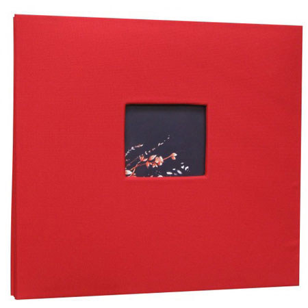 Kleer-Vu Fabric Scrapbook, PostBound with Window, 12x12", Red