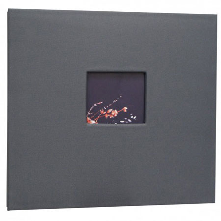 Kleer-Vu Fabric Scrapbook, PostBound with Window, 12x12", Gray