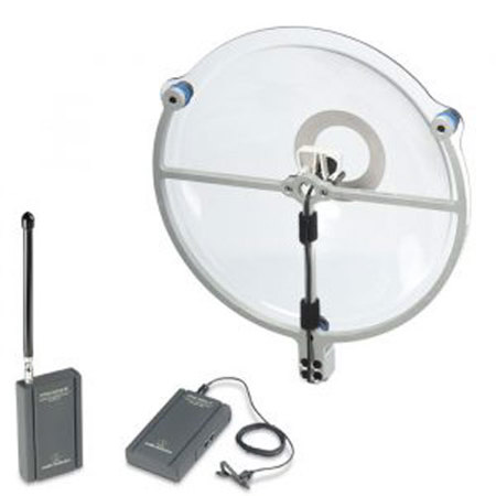 Klover Sound Shark Basic Wireless Kit, Includes Parabolic Collector, Wind Cover, 3.5mm TRS Microphone & Audio Technica PRO 88W VHF Lavalier Wireless System