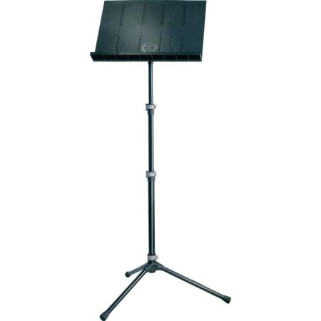 K&M 12125 Orchestra Music Stand with Plastic Desk, 28.35-61.02" Height, Black