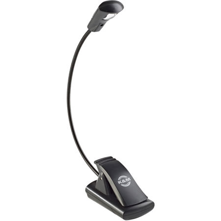 K&M 12241 Music Stand Light with Single Head 1 LED Flexlight, Black