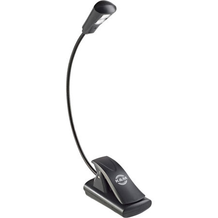 K&M 12242 Music Stand Light with Single Head 2 LED Flexlight, Black