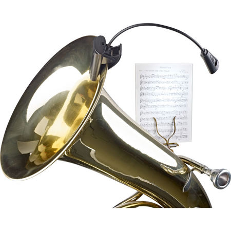 K&M 12242 Music Stand Light with Single Head 2 LED Flexlight, Black