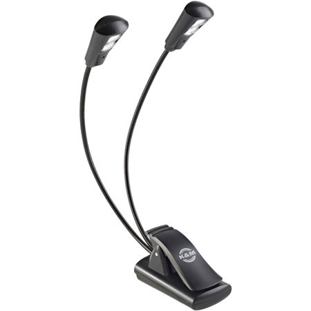 K&M 12244 Music Stand Light with Dual Head 2 LED Flexlight, Black