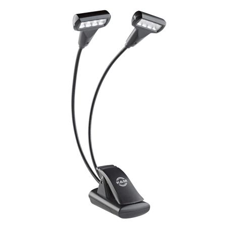 K&M 12273 Music Stand Light with Dual T-Head 4 LED Flexlight, Black