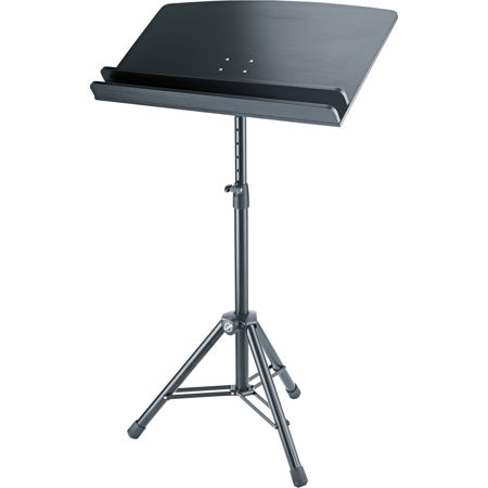 K&M 12335 Orchestra Conductor Stand Desk with Shelves, Black