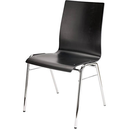 K&M 13405 18" High Stacking Chair with Chrome Legs, Black