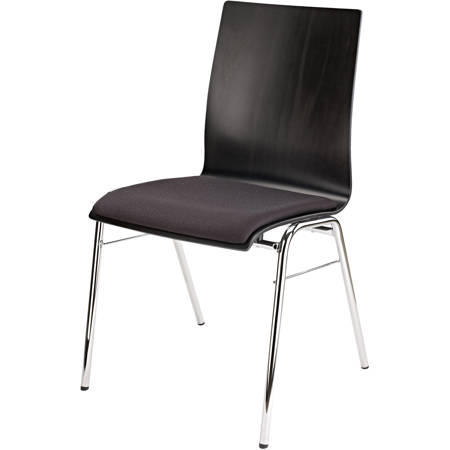 K&M 13415 19" High Stacking Chair with Chrome Legs, Black