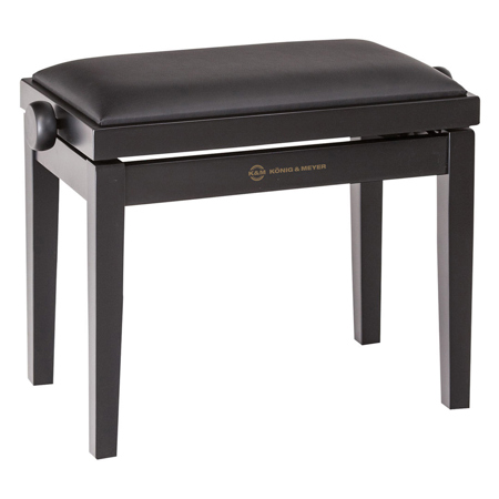 K&M 13910 Wood Piano Bench with Imitation Leather Seat, Black Gloss Finish