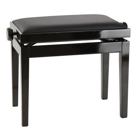 K&M 13971 Piano Bench w/Imitation Leather Cover, 18.9-22.8" Height, Black Glossy