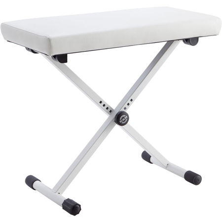 14077 Keyboard Bench, 15.9 to 23.8" Height-Adjustment Range, Imitation Leather Seat, Pure White