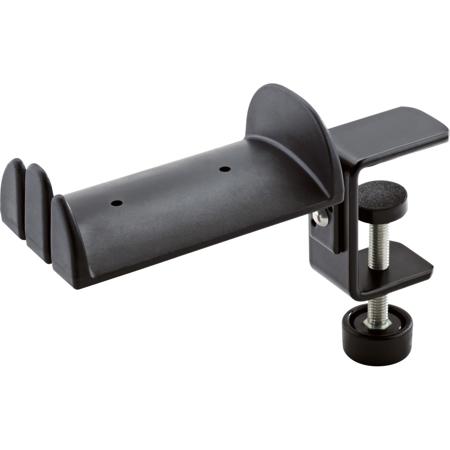 16090 Headphone Holder with Table Clamp for Horizontal Surfaces, Fits Tables Up to 45mm Thick, Black