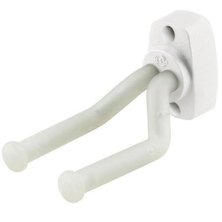 K&M Acoustic and Electric Guitar Wall Mount with Translucent Support Elements, White