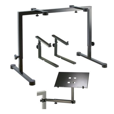 K&M Omega Table-Style Keyboard Stand Black W/K&M Stacker / K&M Laptop Holder Blk