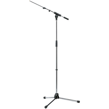 K&M 210/8 Tripod Microphone Stand with Telescoping Boom, 16 to 28" Boom Arm Length, Chrome