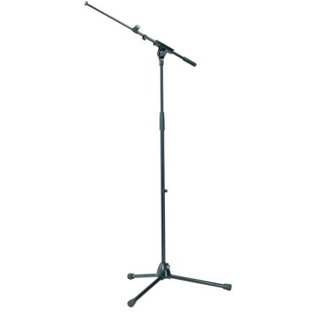 K&M 210/8 Telescoping Tripod Microphone Stand with 16.73-28.54" Boom, 36.41-64.17" Height Adjustment, Black