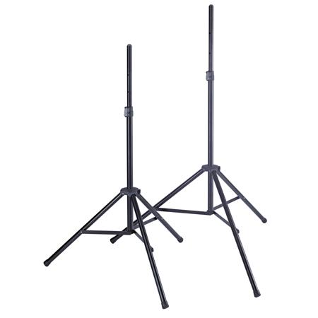 K&M 21472 Tall Aluminum Speaker Stand, 62.20 - 97.40" Adjustable Height, Black