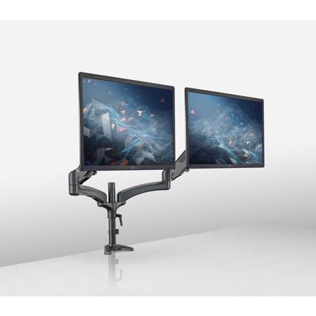 K&M 23875 Dual Monitor Desk Mount, Black