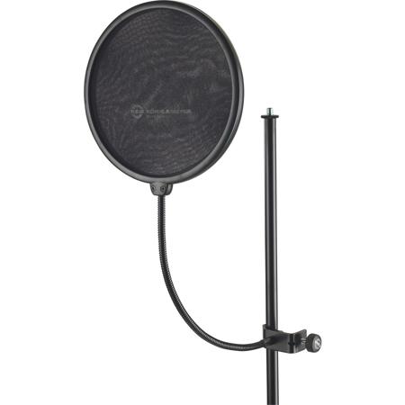 K&M 23966 Popkiller Pop Filter & Gooseneck Combo, Large Shield Diameter, Black