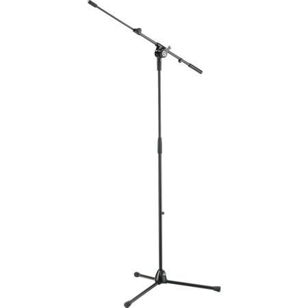K&M 25600 Microphone Stand with Telescopic Boom Arm, 38.1-64.5" Adjustable Height, Black