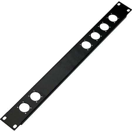 K&M 28306 Rack Panel with 6 XLR Connector, 1-Space Height, Black