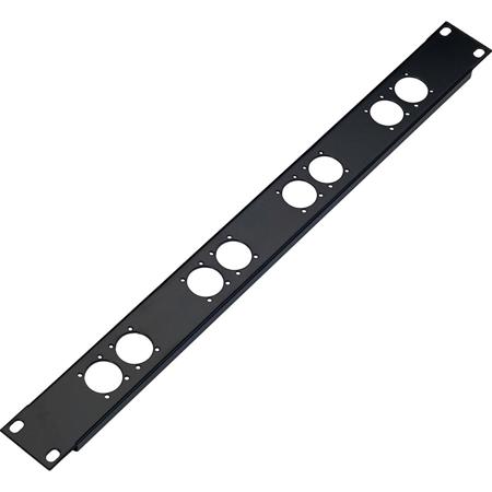 K&M 28308 Rack Panel with 8 XLR Connector, 1-Space Height, Black