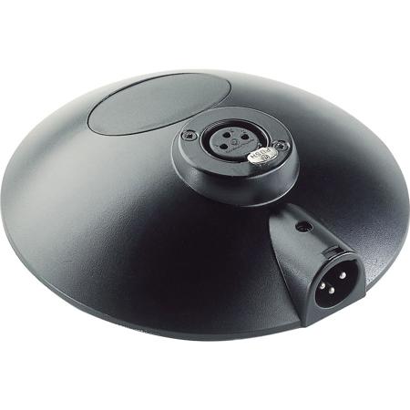 K&M 29376 Microphone Table Base without Switch, 3-Pin Male and Female XLR, Black