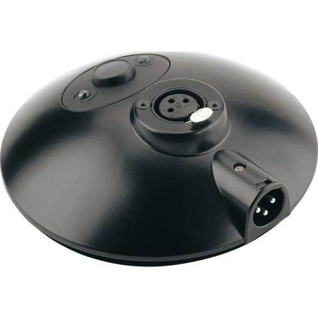 K&M 29377 Microphone Table Base w/ Push-Button, 3-Pin Male and Female XLR, Black
