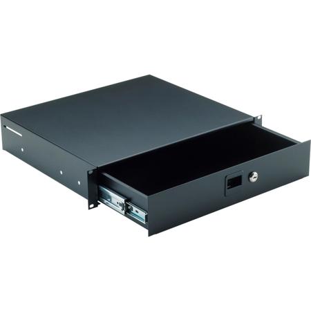 K&M 491/2 Rackmount Storage with Keylock Heavy-Duty Slides, 2-Spaces Height, Black