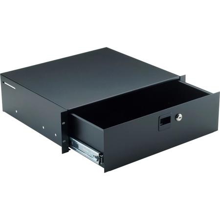 491/2 Rackmount Storage with Keylock Heavy-Duty Slides, 3-Spaces Height, Black