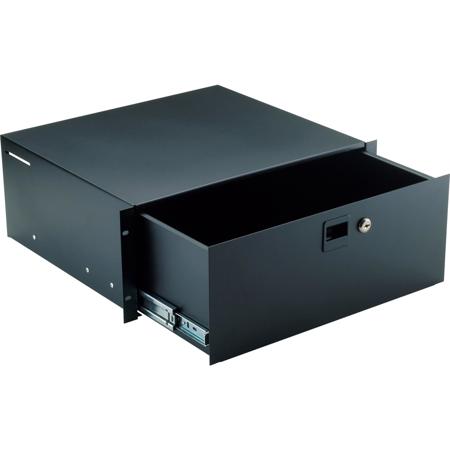 491/2 Rackmount Storage with Keylock Heavy-Duty Slides, 4-Spaces Height, Black